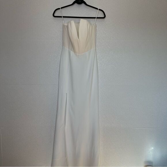 DRESS the Population Fernanda Strapless Evening Gown WHITE S - Picture 2 of 5